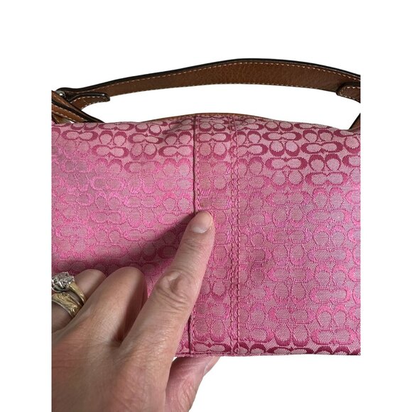 Coach Y2K Pink Signature Mini C Canvas Leather Handbag Monogram Baguette Demi - Picture 14 of 14